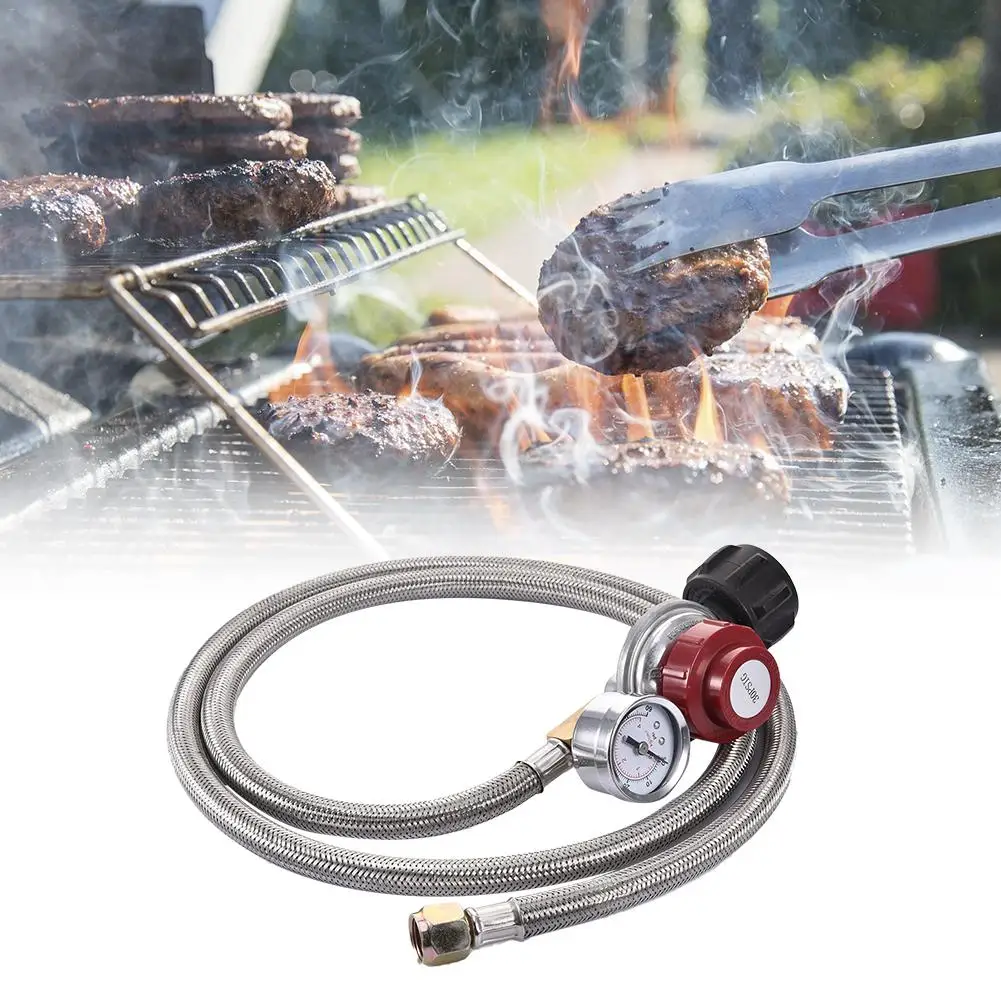 0 ~ 30PSI высокое давление пропановый регулятор регулируемый нержавеющая сталь 3/8 "Flare Поворотная гайка шланг разъем с манометром