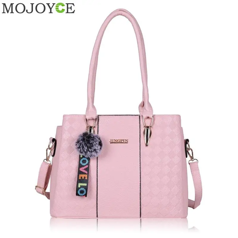 

Fashion Ladies Pompom Pendant Shoulder Messenger Handbags Casual PU Leather Women Litchi Pattern Crossbody Bags