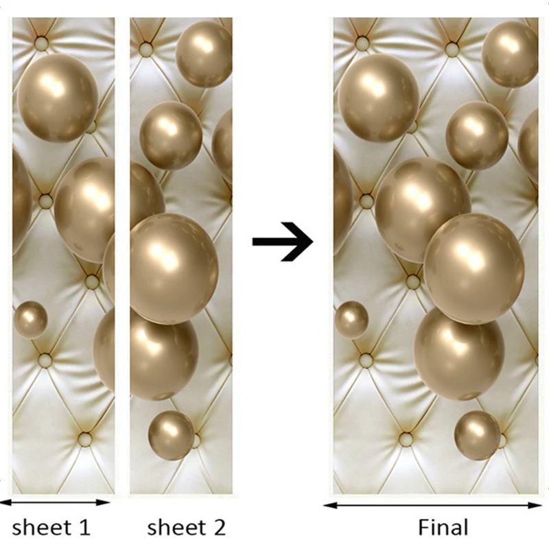 ПВХ самоклеющиеся водонепроницаемые дверные наклейки 3D стерео Золотой шар обои для гостиной домашний декор паста виниловая дверная Фреска Наклейка s