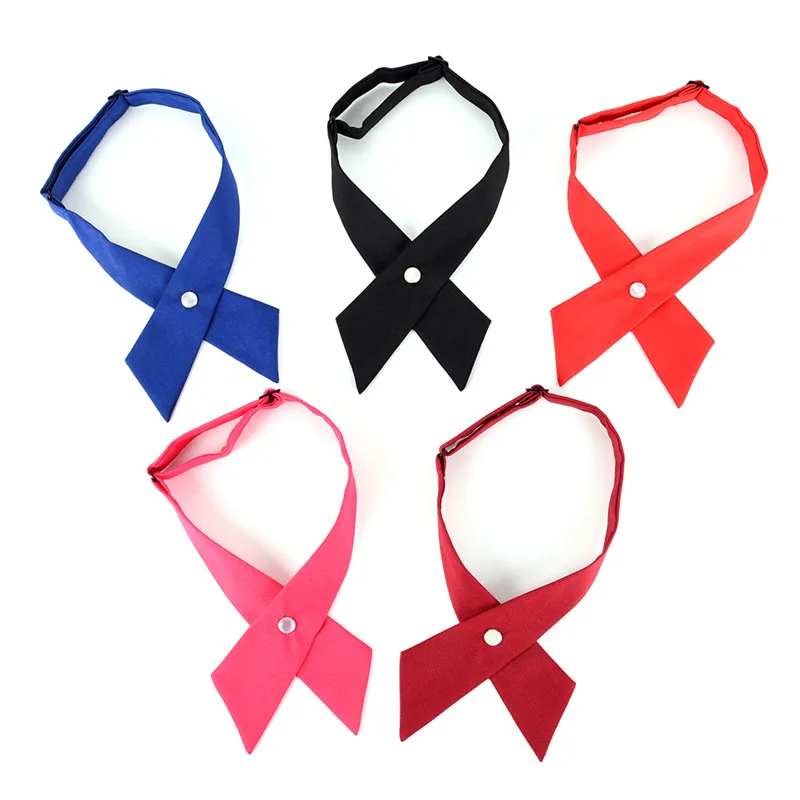 

1 Pcs Women's Bow Tie Female Girl Student Hotel Clerk Waitress Neck Wear Silk Ties Women Cross Bow Ties