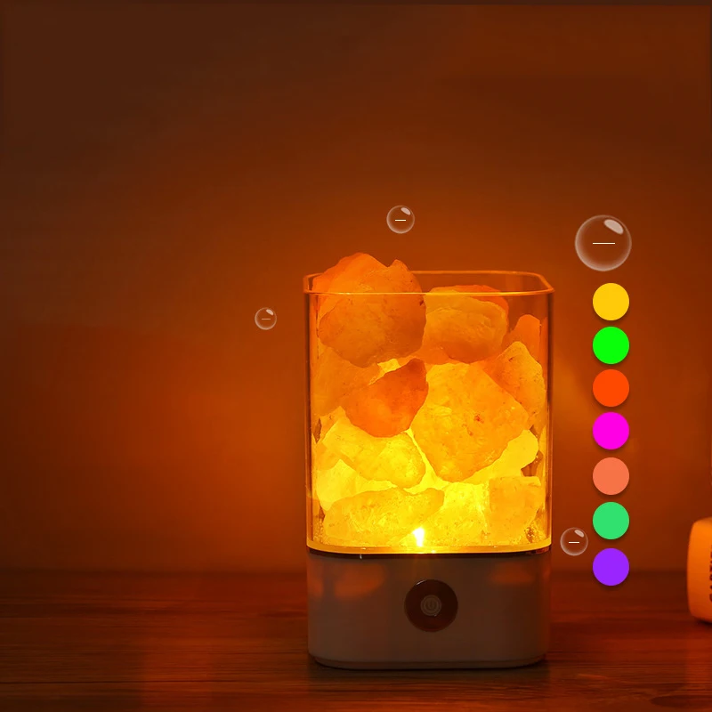 USB Хрустальная соляная лампа натуральная Гималайская соляная лампа очиститель воздуха с 7 цветными сменсветодио дный светодиодный ночник