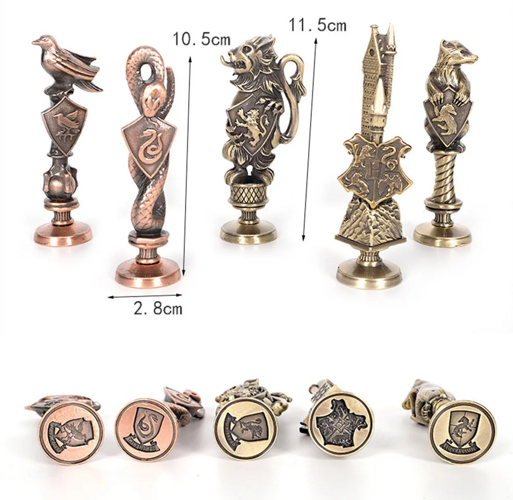 

Harri Potter Seal Stamp Hogwarts Vintage Alphabet Wax 3D Metal Badge Seal Sets Hermione Magic Wand Weapon Keychain Necklace