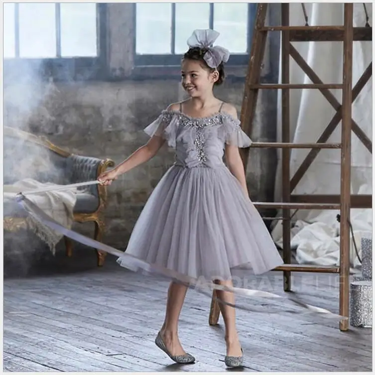 

girl princess costume dress with Rhinestone for girls open shoulder Birthday Party dress off shoulder Dresses on graduation day