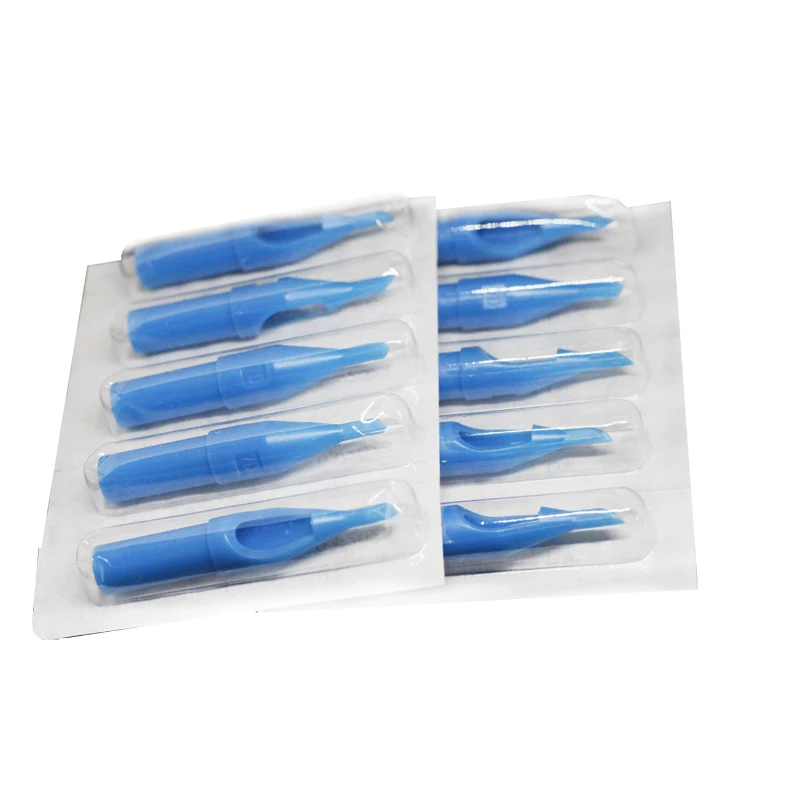 50pcs 3/5/7/9/11/14DT Blue Sterile Disposable Tattoo Machine Gun Nozzle Tips Needle Tube For Tattoo Gun Needle Ink Cup Grip Kits