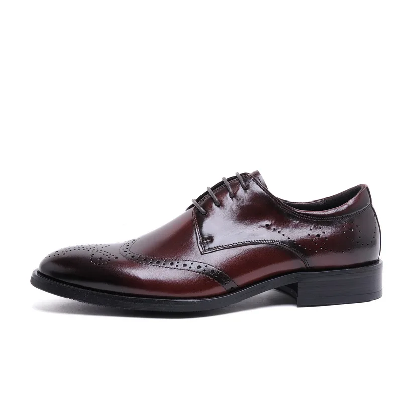 Новые Кожаные броги резные обувь черного цвета, цвета красного вина Формальные Бизнес обуви для мужчин