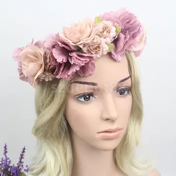 

Boho Ladies Flower Festival Wedding Garland Forehead Hair Headband Head Band
