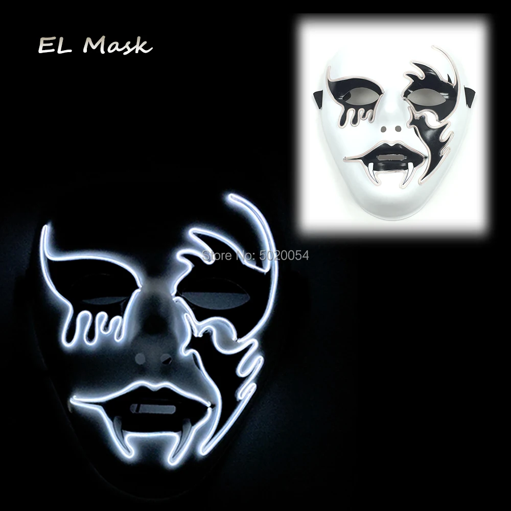 10 Colors Select Halloween Scary Full Face Lighting Mask Cosplay Led Costume Flashing EL Wire Light Up | Тематическая одежда и