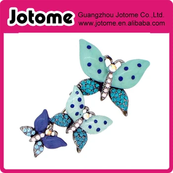 

Multi Green Three Butterflies Crystal Pin Brooch 2.5 x 2 inches