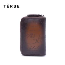 TERSE, брендовые кошельки для ключей, Сумки из натуральной кожи, ручная работа, карман для ключей, кошельки на молнии, 4 цвета, индивидуальный логотип