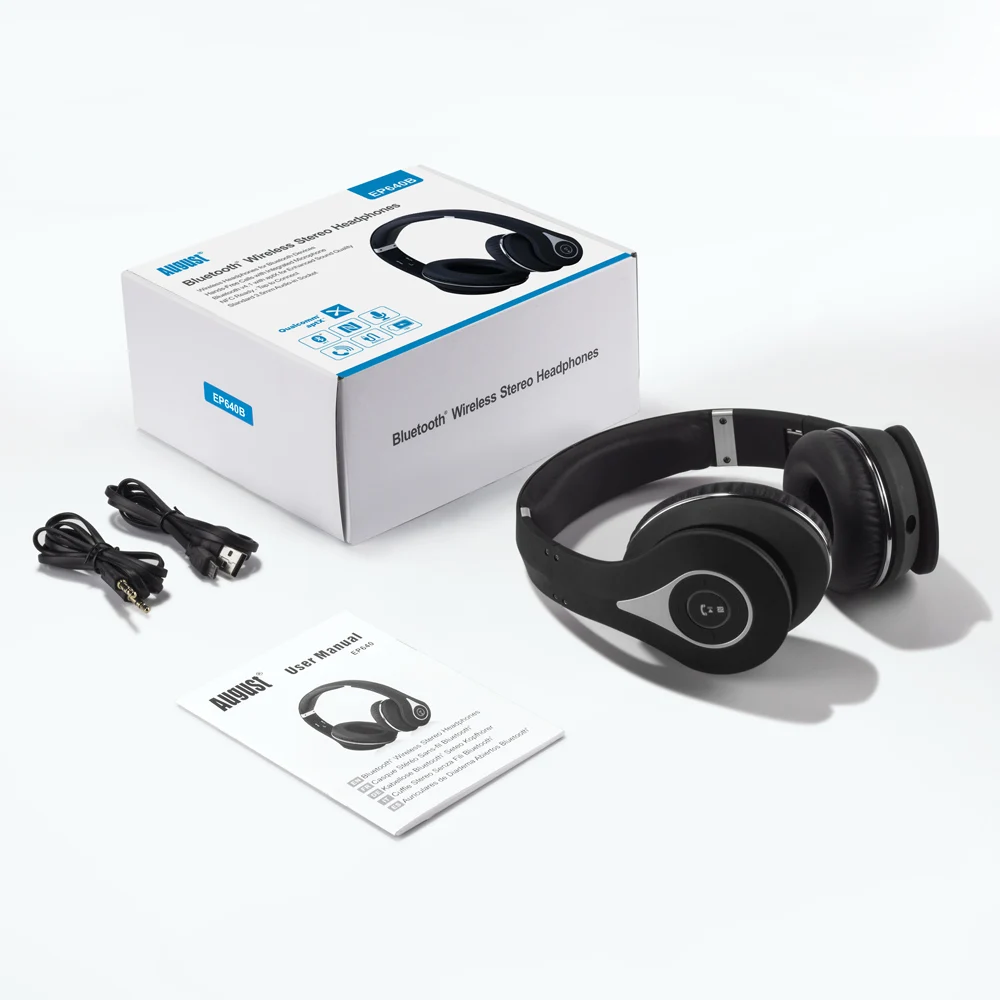 August EP640B Bluetooth Wireless Headphones with Microphone /NFC Over Ear BT4.1 HiFi Stereo APTX Headset for 2 Bluetooth Devices