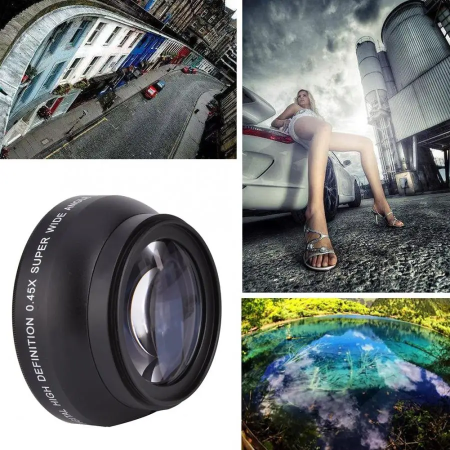 

52mm 0.45x Wide Angle Lens Universal Conversion Macro Lens For Canon D5000 D5100 D3100 D7000 D3200 D80 D90 D3200 18-55MM Camera