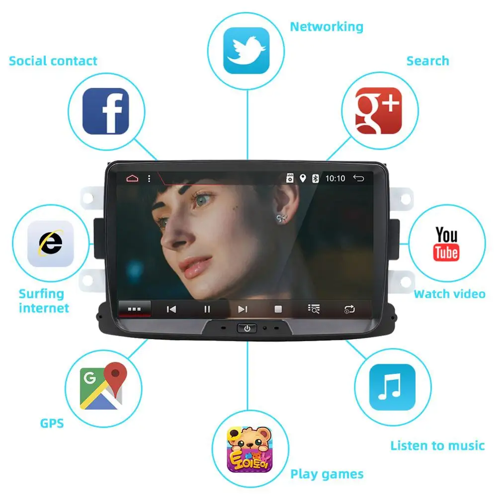 Excellent Android 9.0 autoradio 1 din For Duster/Dacia/Sandero/Logan/Captur/Lada/Xray car multimedia player camera cassette tape recorder 5