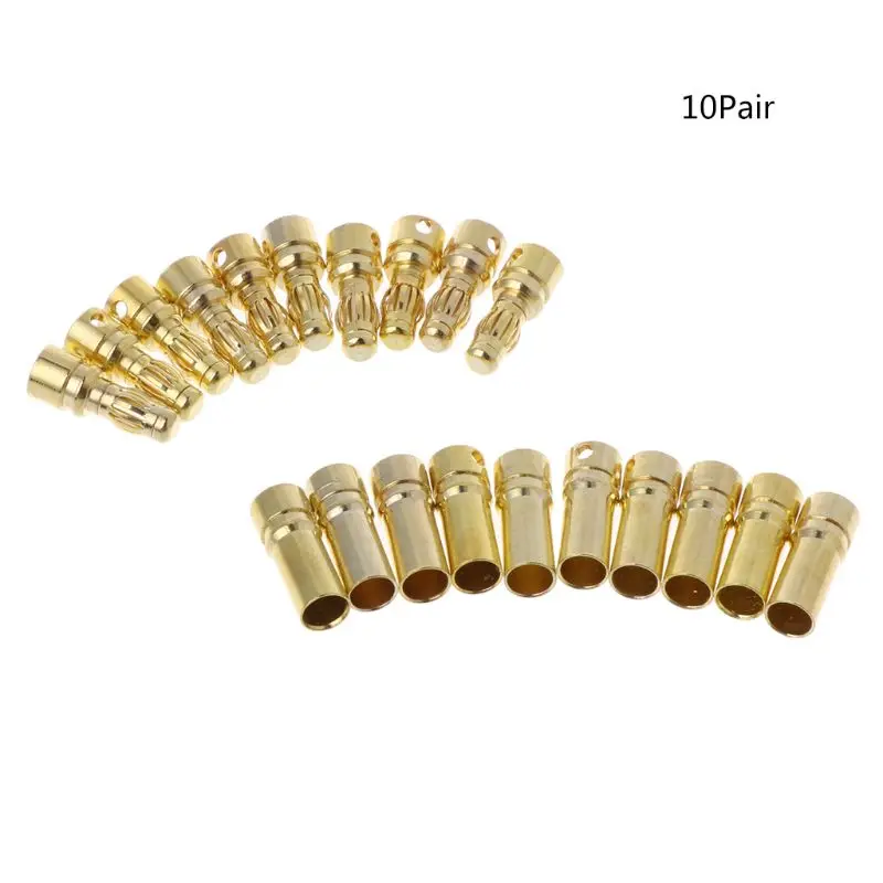 

20pcs/lot 3.5mm Gold Bullet Banana Connector Plug For ESC Battery Motor Dec17