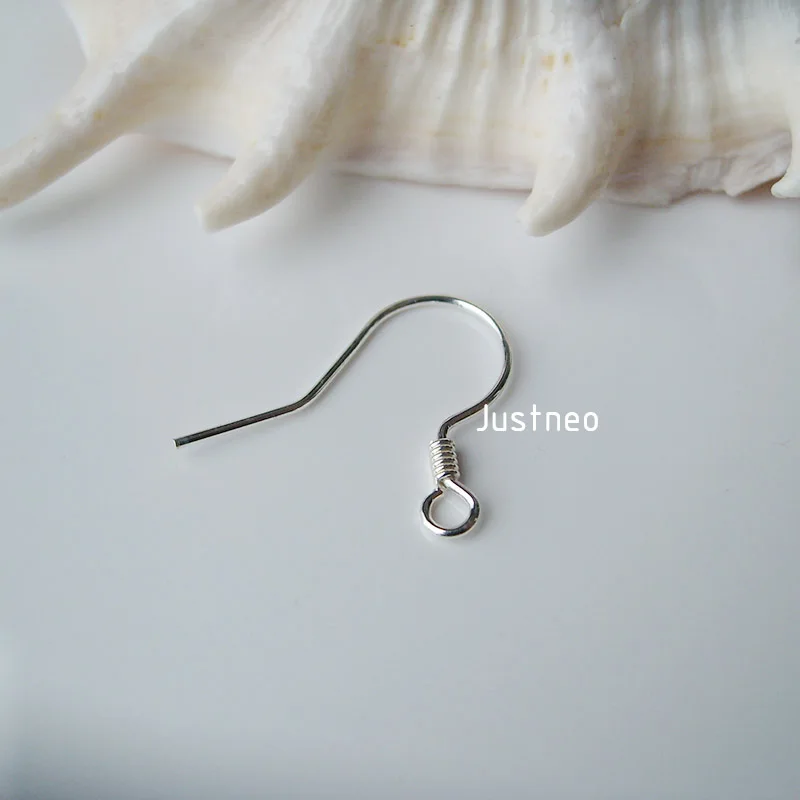 Sterling Silver Earring Hooks With Coil S925 Silver Ear Wire -  in 2023