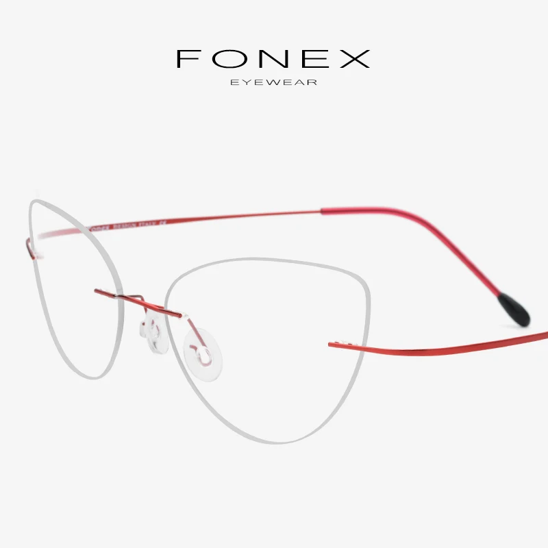 

Titanium Alloy Eyeglasses Frame Women Ultralight Cat Eye Prescription Eyewear Myopia Optical Rimless Glasses Frames Woman 10001