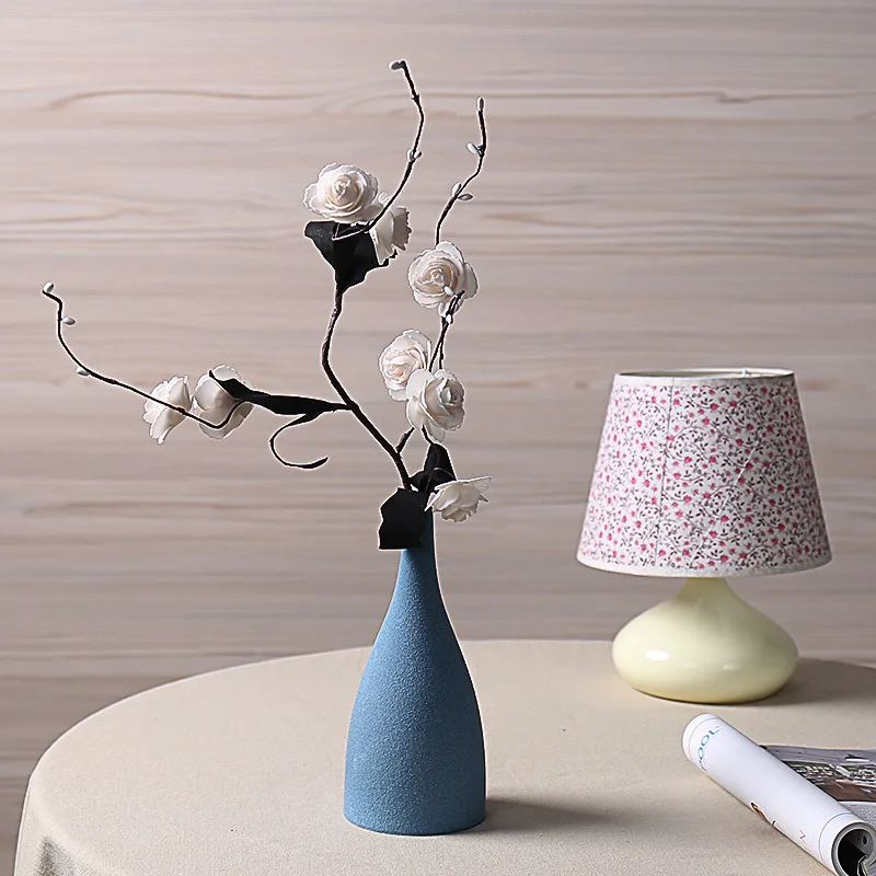 Креативная средиземноморская керамическая ваза для домашнего рабочего стола украшения серый Европейский минималистичный цветок
