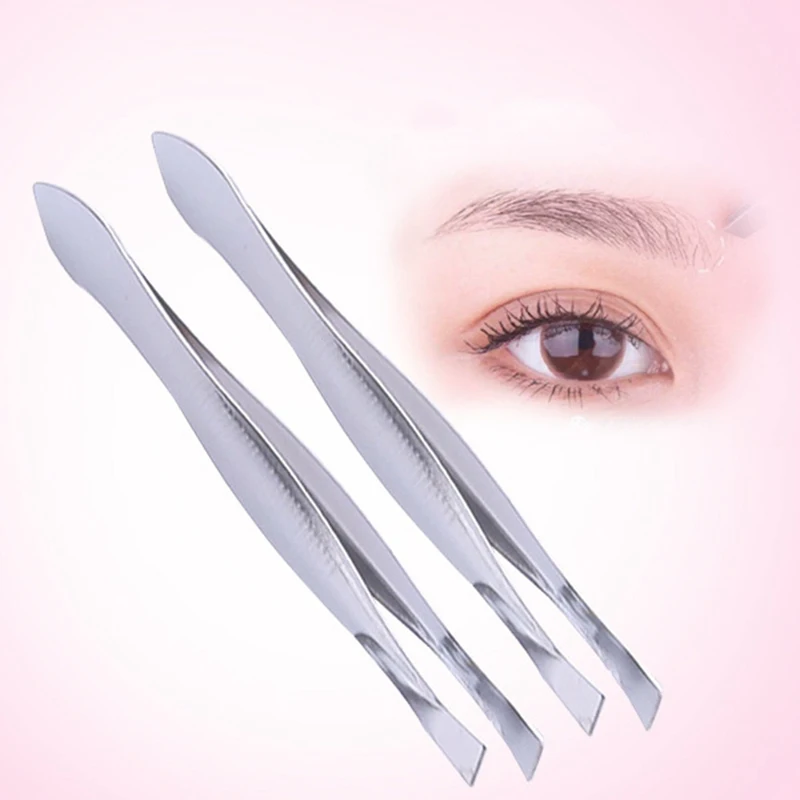 

1PC Angled Slanted Eyebrow Tweezers Stainless Steel Face Hair Removal Eye Brow Trimmer Eyelash Clip Cosmetic Beauty Makeup Tool