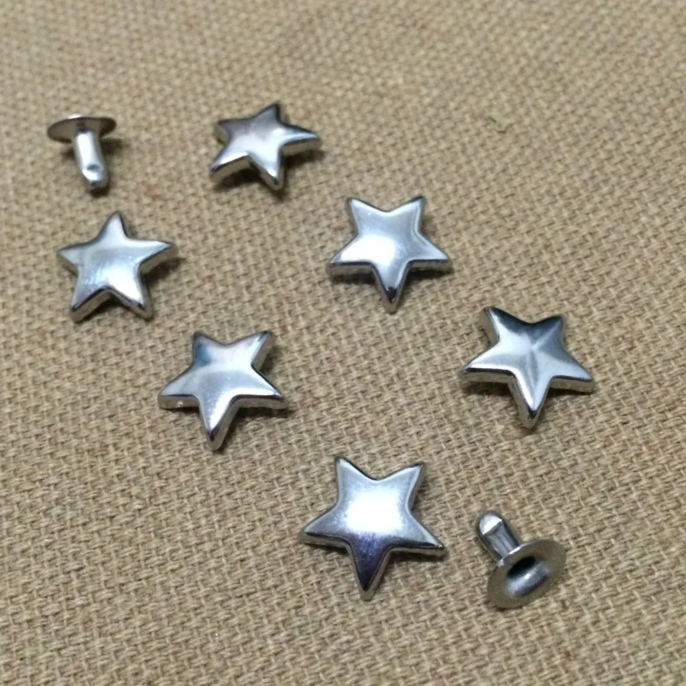 

100PCS 11MM Silver Star Studs Punk Spike Studs Spots Fashion Rivet DIY Bags Belt Shoes Wallet Craft Fit For DIY Shipping Free