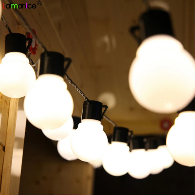 

Novelty Outdoor lighting 5cm big Ball Led string lamps Black wire Christmas Lights fairy wedding garden pendant garland 5M 20led