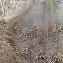 Полная вышитая бисером тюль кружевная ткань французская чистая кружевная ткань CiCi-72801 для свадебного платья