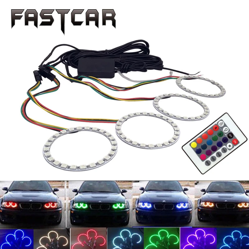 4 шт. супер яркий 90 мм 100 110 120 RGB 5050SMD ангельские глазки Halo кольцевой светодиодный