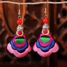 1 Pair Flower Embroidered Earrings for Women Fashion National Style Personality Drop Dangle Earrings Bride Jewelry 1 Pair Flower Embroidered Earrings for Women Fashion National Style Personality Drop Dangle Earrings Bride Jewelry