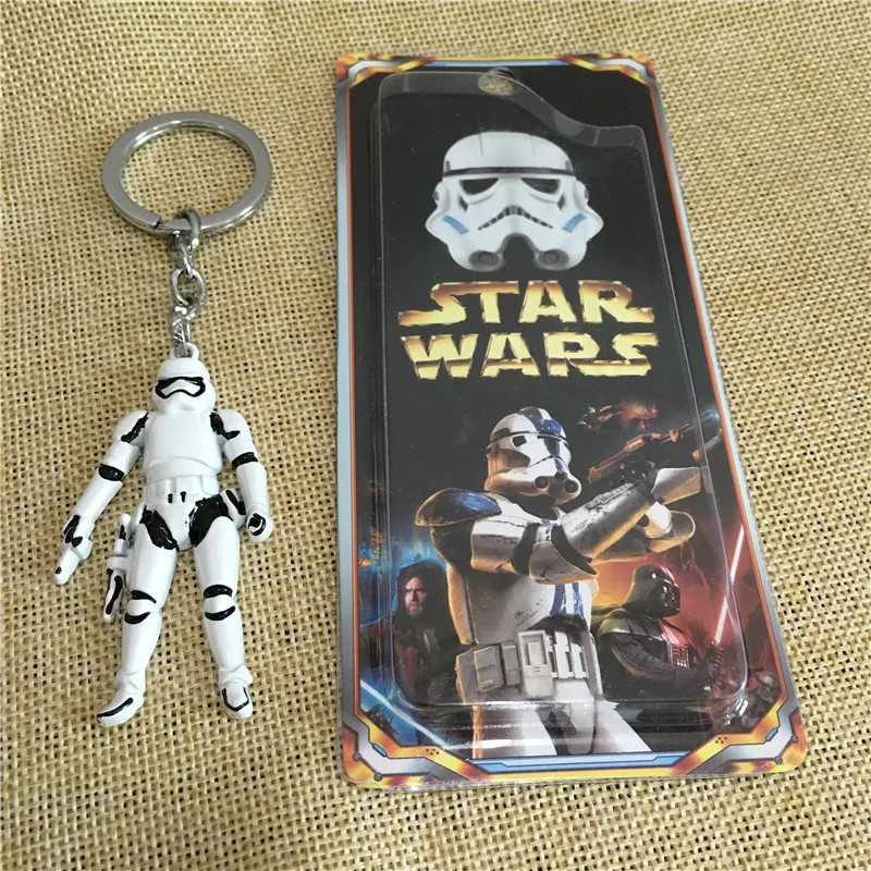 

Wholesale 10pcs/lot Movie Star Wars White Soldiers Darth Vader Keychain Cartoon Character Key Ring Size 7*3.5cm