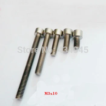 

30pcs M3x10 M3 Thread Diameter 10mm Length Hex socket head cap Ti screw Gr2 cup head Titanium bolts