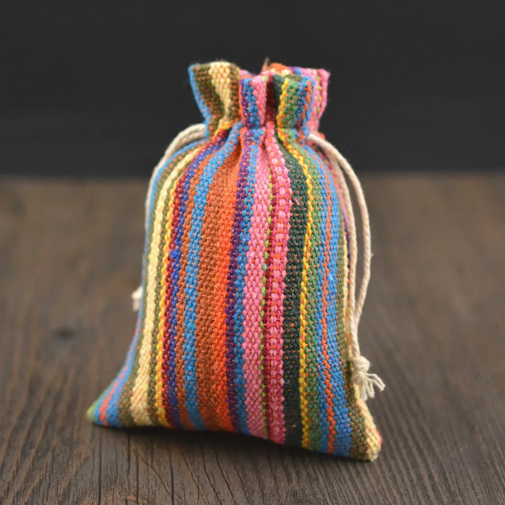 10pcs random color new linen bundle pocket 10 * 14CM gift sack pull