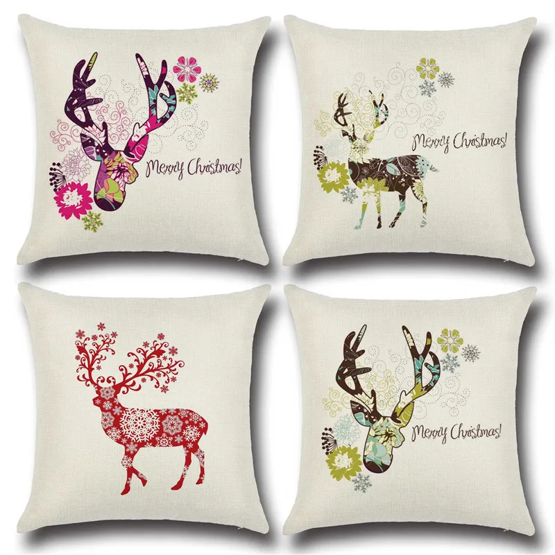 Animal Deer Polyester Cushion Cover Printed Pillow Case Cartoon For Home Decorative Sofa Car | Дом и сад