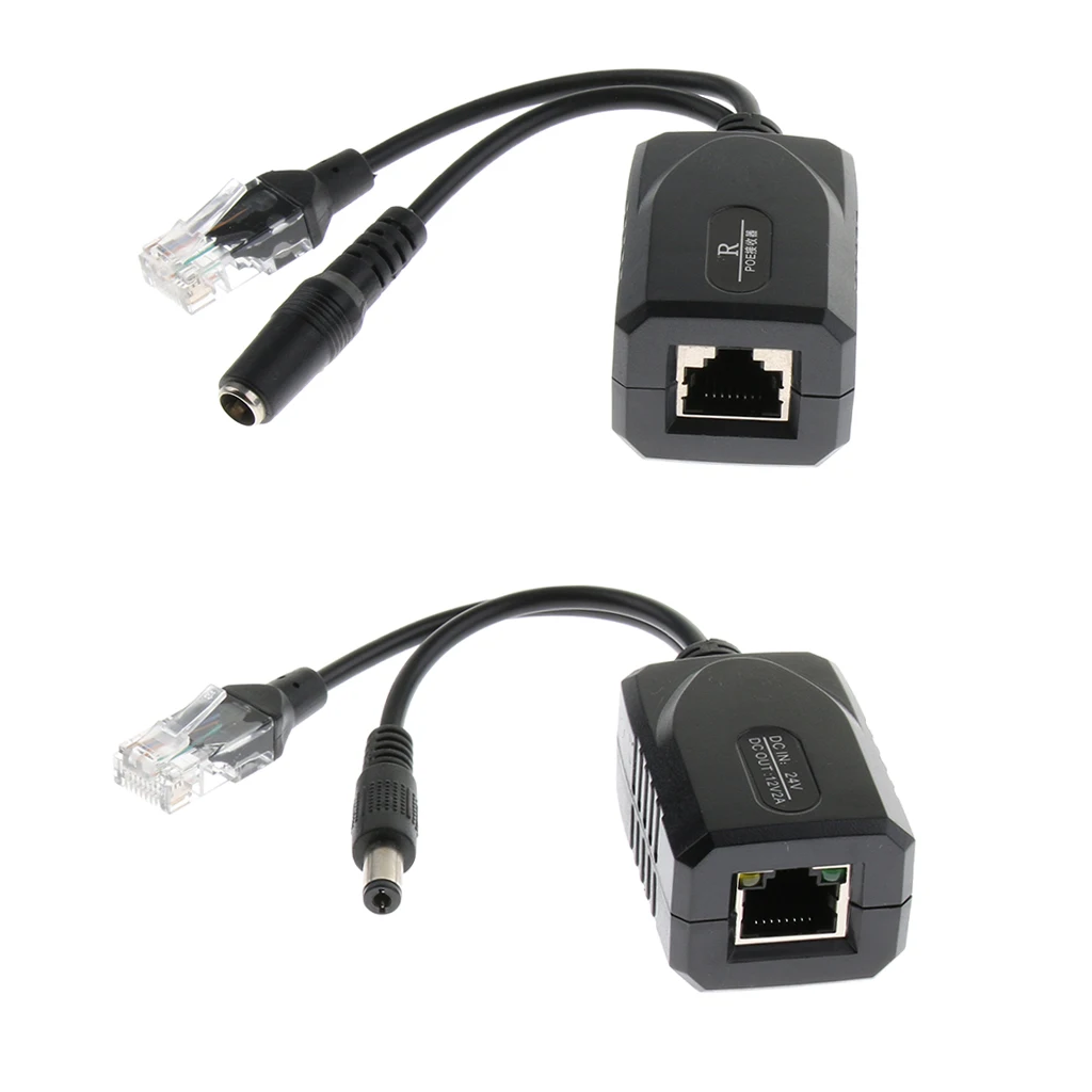 Dovewill 2Piece 24V to 12V Power Over Ethernet Passive POE Injector Splitter AdapterABS PoE Splitter