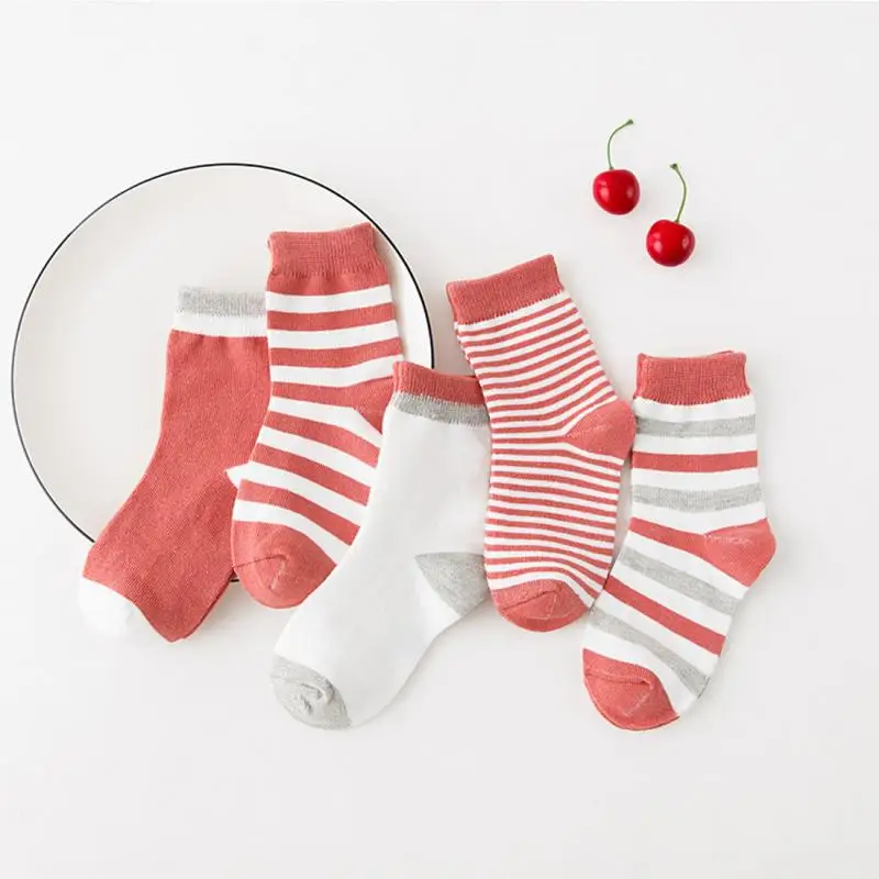 Полосатые носки для маленьких мальчиков, 5 пара/лот Мягкие хлопковые носки для младенцев милые детские носки с рисунком для новорожденных