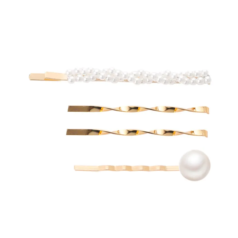 Kymyad 3Pcs/ Set Korea Fashion Metal Hairpins Imitiation Pearl Beads Hair Clips Bobby Pin Barrette Hairpin Hair Accessories - Metal color: 15