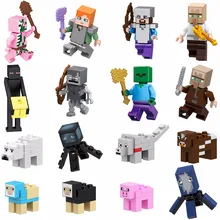 

Single Sale Minecrafted Mini Animals Figures DIY Game Accessories Zombie Steve Villager Compatible LegoING Minecraft Set Blocks