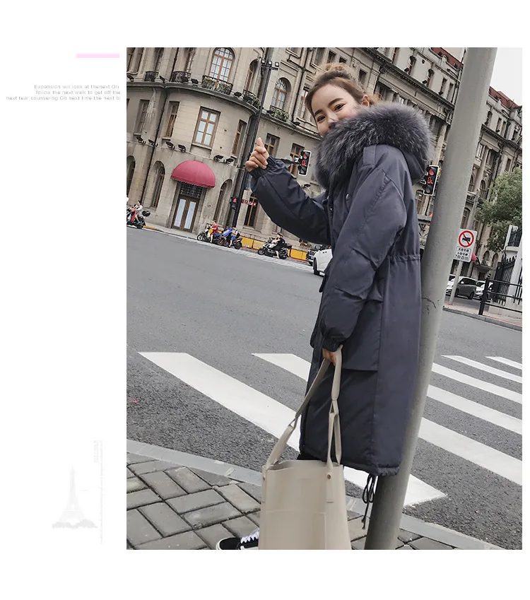 Big collar fur down parka women jacket pocket female thickening coat winter coat women down parka goose 8809