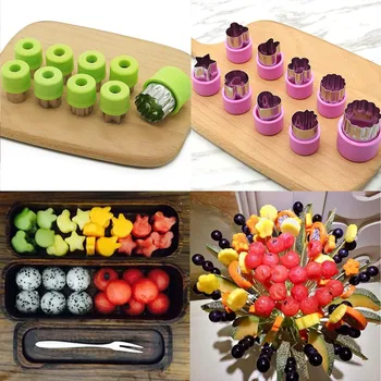 

Behogar 9PCS Assorted Shape Stainless Steel Vegetable Fruit Cutter + 9PCS Hand Guard for Decorating Foods Cakes Kitchen Supplies