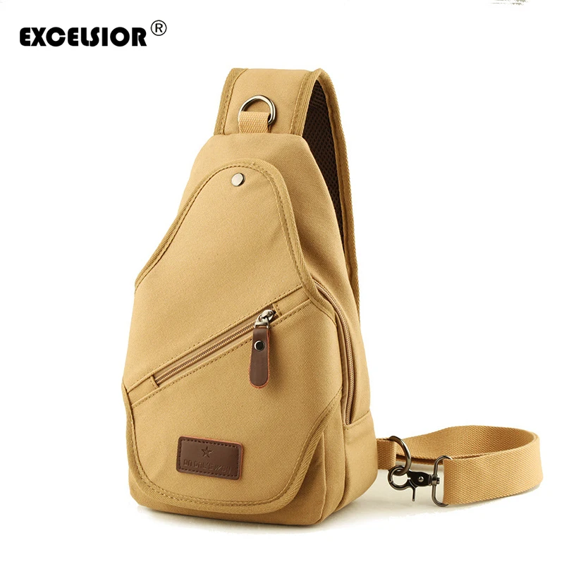 

EXCELSIOR Fashion Canvas Chest Bag Men Simple Single Shoulder Bags for Men Chest Pack Anti Theft Male Messenger Bag Crossbody