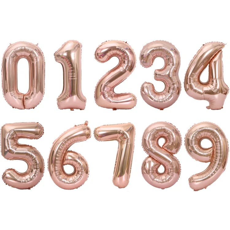 1 set Rose Gold Confetti Balloons Number Foil Balloons DIY Wedding Decoration Adults Birthday Party Favors Balloon Accessories