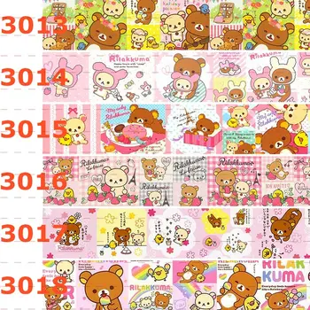 

New 50 yards cute Japanese cartoon bear ribbon printed grosgrain ribbon 30013-3024