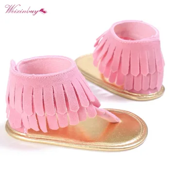 

WEIXINBUY 2018 Summer Toddler Newborn Baby Girl Shoes Tassel Summer Shoes Anti-slip Flip Flop Prewalker For Baby Girls 6Colors
