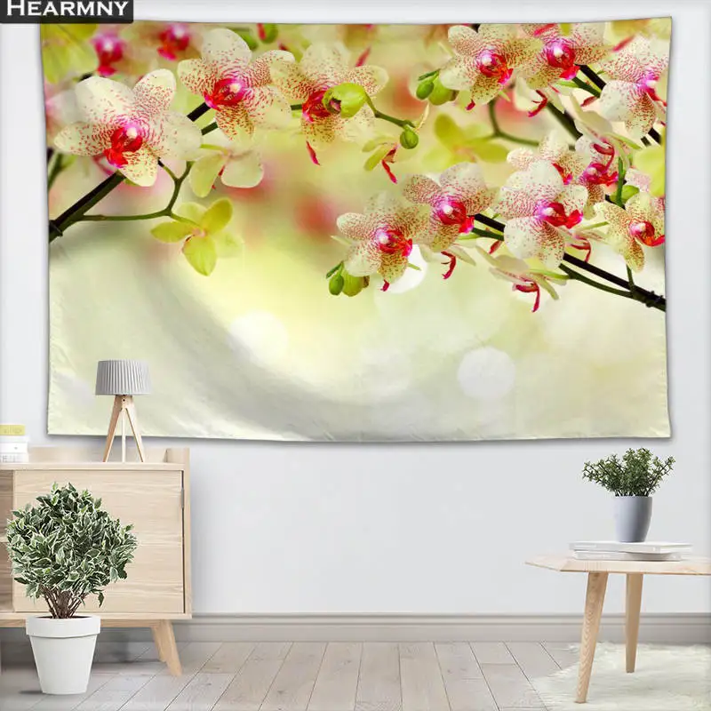 Фон тканевый балдахин гобелен настенный висящий на заказ цветы орхидеи спальня гостиная одеяло Йога пляжное полотенце скатерть - Цвет: 1