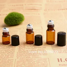 50 шт. мин глаз ролика Маленький коричневый Стекло бутылки эфирное масло ролл на бутылку Стекло бутылка с Нержавеющая сталь Roll 1 мл 2 мл 3 мл