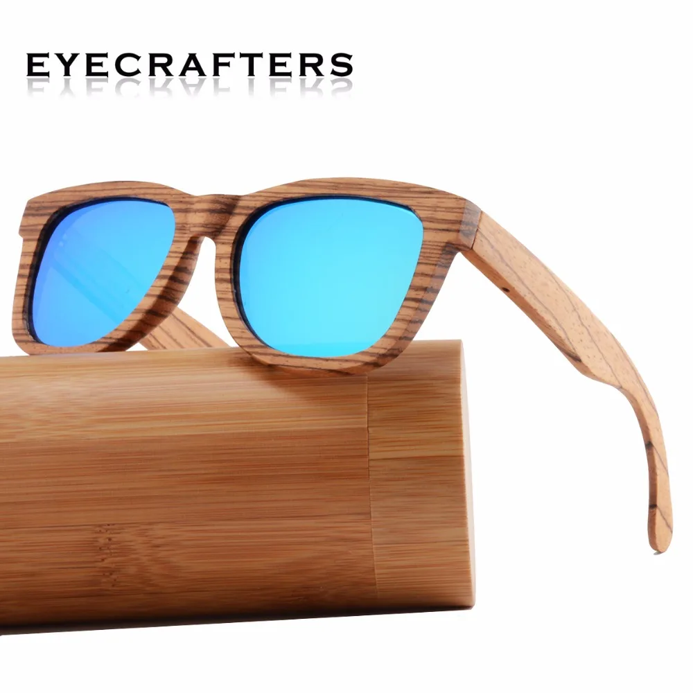 

Luxury 100% Handmade Fashion Men Women Bamboo Sunglasses Polarized Retro Vintage Zebra Wood Wooden Frame Coating Mirrored