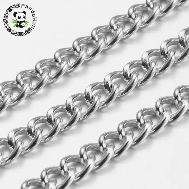 10m Aluminium Twisted Chains Curb Chains for Jewelry Making, Unwelded