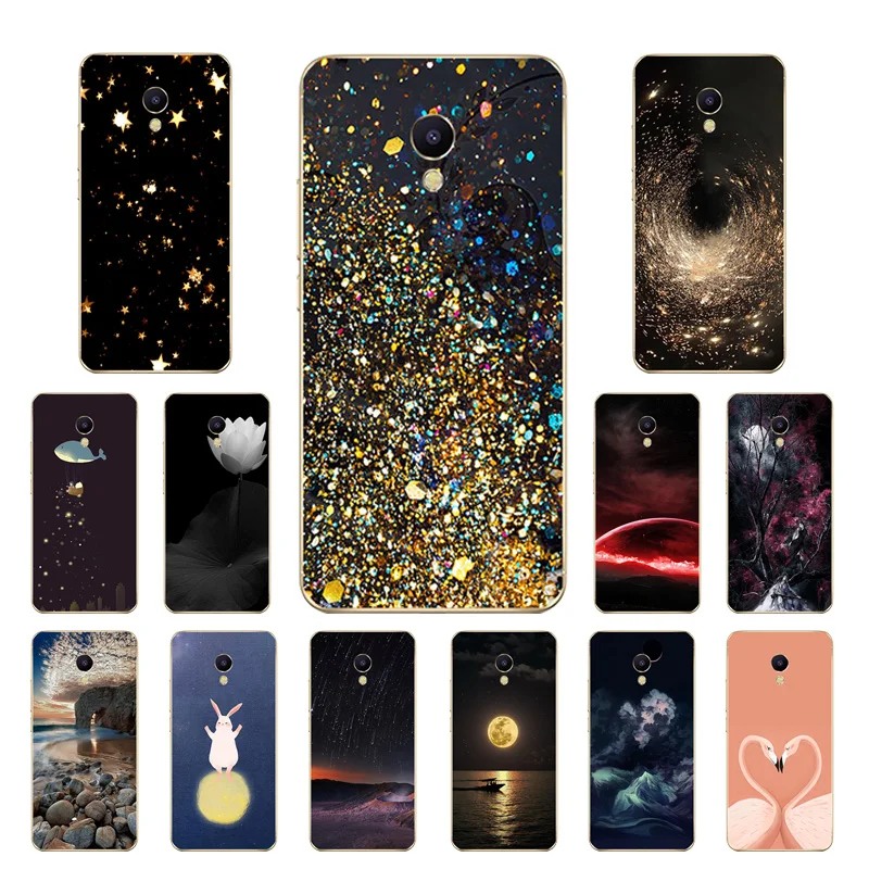 Cases for Meizu M5S mini Golden Printing Meilan5S Phone Shell Transparent 5.2 inch Soft Silicone Meizu5s |