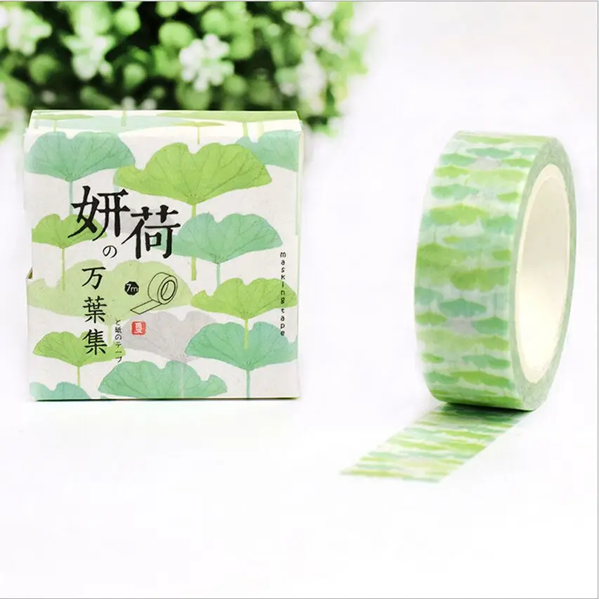 15mm Wide Season Plant Lotus Leaf Swatch Washi Tape Adhesive Tape DIY