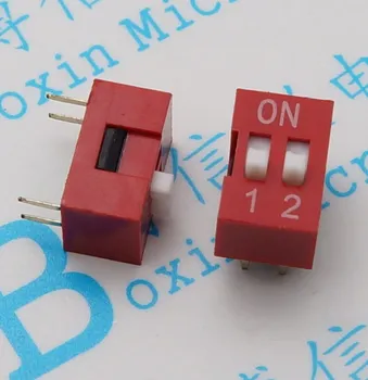 

100pcs/lot 2 bit 2.54 flat dialing switch 2 bit 2P 2.54mm pin code switch code switch