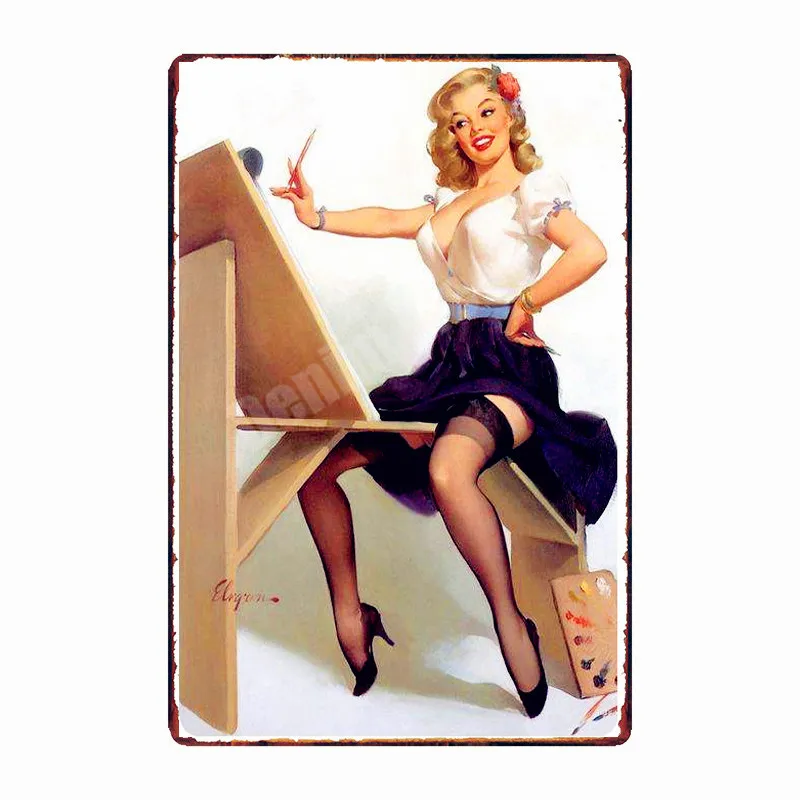 Пин-Ап винтажный металлический постер для девушек, сексуальная леди, жестяная вывеска, американское искусство, живопись, кафе, паб, бар, клуб, казино, настенное украшение для дома, MN121 - Цвет: I