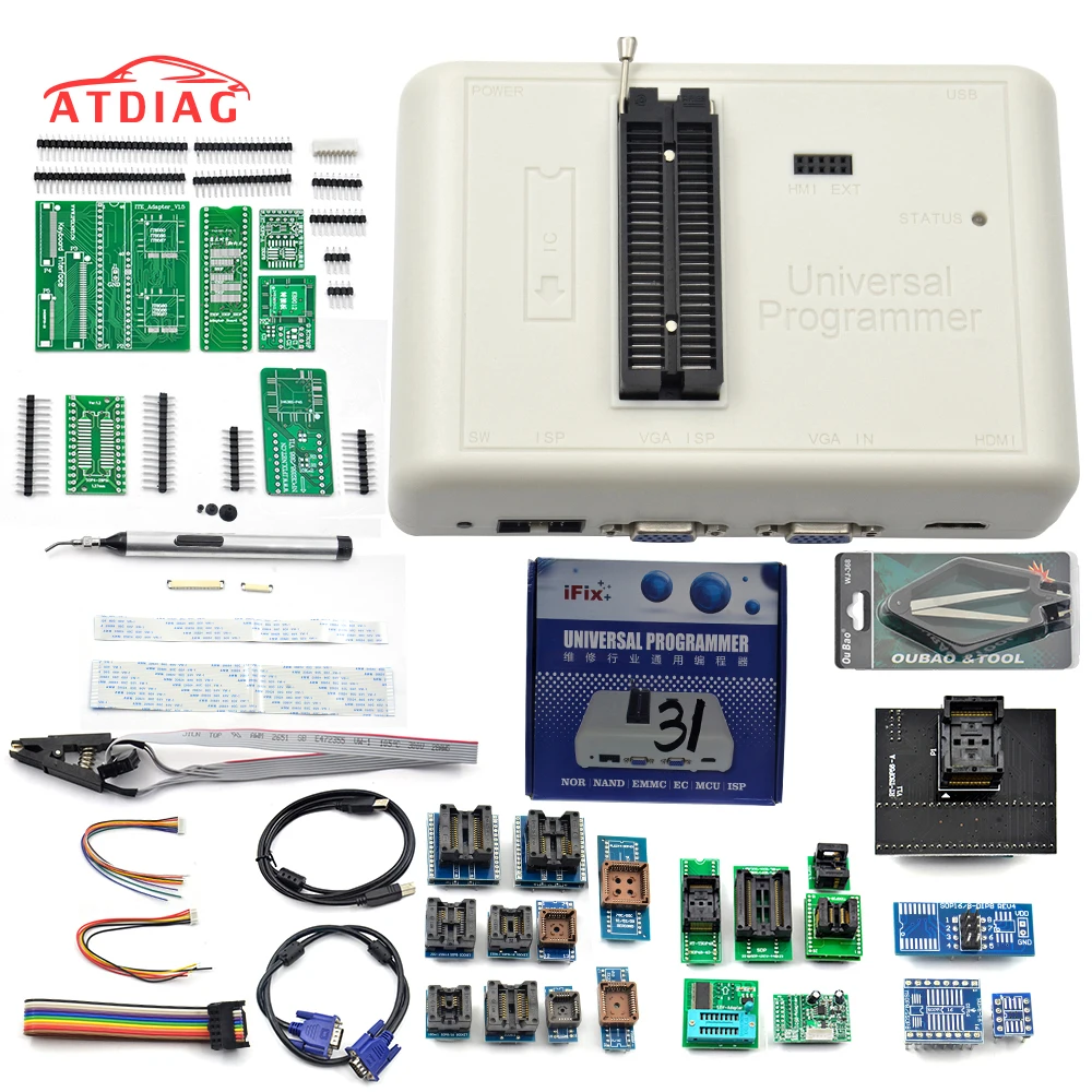 

Newest Software ORIGINAL RT809H+35 ORIGINAL ADAPTERS WITH CABELS EMMC-Nand FLASH Extremely fast universal Programmer