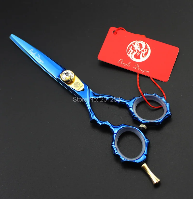Япония 440C 5," Левые ножницы для резки Blue ножницы синие Профессиональные ножницы для волос бамбуковая ручка для парикмахерских LZS0684